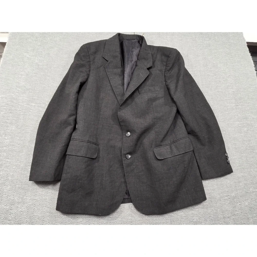Angelica Career Fashions Mens 42 Short Blazer Charcoal Gray‎ 2-Button Sport Coat